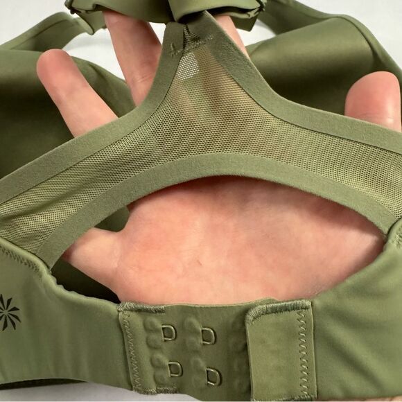 Athleta Advance Olive Green Sports Bra Mesh Back sz 32DD Gym Molded High Impact - Picture 4 of 5